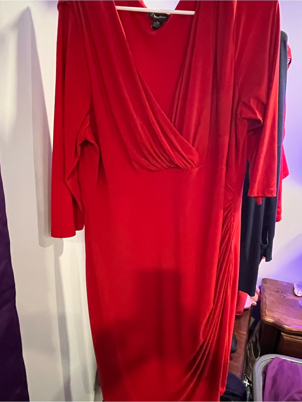 new directions Red Long-Sleeve Wrap Dress